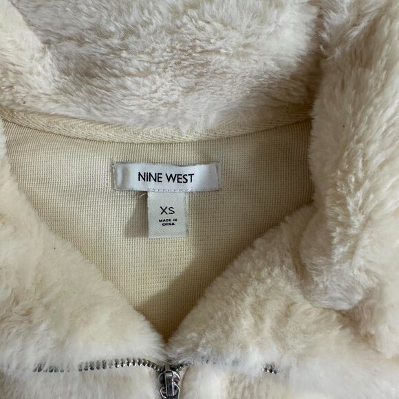 Nine West Women's Furry Cream Quarter Zip Up - Picture 3 of 4